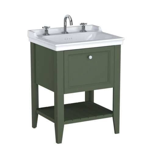 VitrA Valarte Neo 65 cm Retro Yeşil Üç Armatür Delikli Çekmeceli Lavabo Alt Dolabı