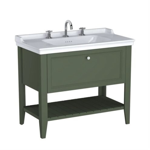 VitrA Valarte Neo 100 cm Retro Yeşil Üç Armatür Delikli Çekmeceli Lavabo Alt Dolabı