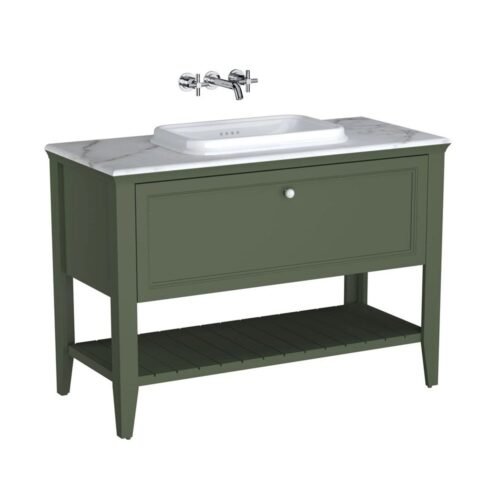 VitrA Valarte Neo 120 cm Retro Yeşil Tezgah Üstü Lavabolu Lavabo Alt Dolabı