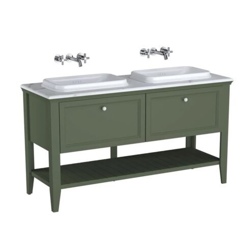 VitrA Valarte Neo 150 cm Retro Yeşil Tezgah Üstü Çift Lavabolu Lavabo Alt Dolabı