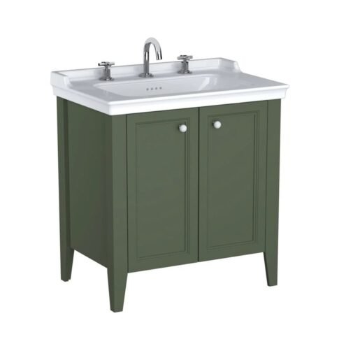 VitrA Valarte Neo 80 cm Retro Yeşil Üç Armatür Delikli Lavabo Alt Dolabı