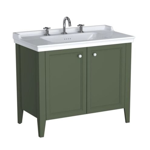 VitrA Valarte Neo 100 cm Retro Yeşil Üç Armatür Delikli Lavabo Alt Dolabı