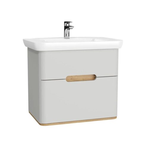 VitrA Sento 80 cm Mat Açık Gri Çift Çekmeceli Lavabo Alt Dolabı