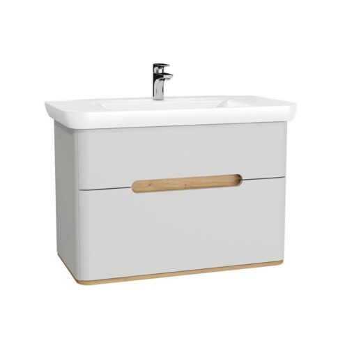 VitrA Sento 100 cm Mat Açık Gri Çift Çekmeceli Lavabo Alt Dolabı