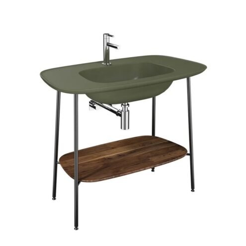VitrA Plural 100 cm Koyu Meşe Mat Yosun Yeşili Lavabolu Lavabo Ünitesi