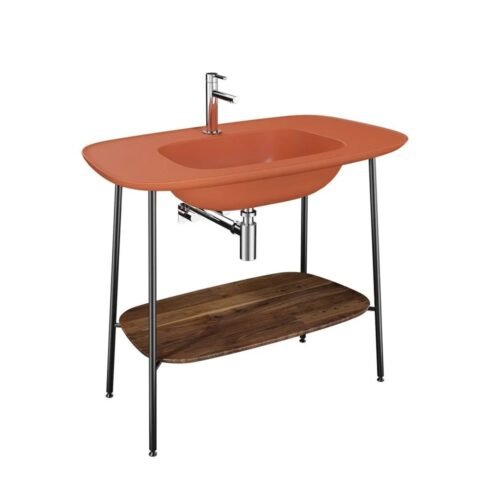 VitrA Plural 100 cm Koyu Meşe Mat Terra Rossa Lavabolu Lavabo Ünitesi