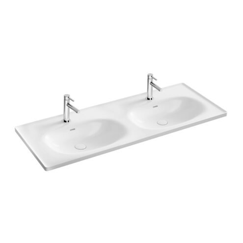 VitrA Equal 130 cm Beyaz Çift Hazneli Etajerli Lavabo
