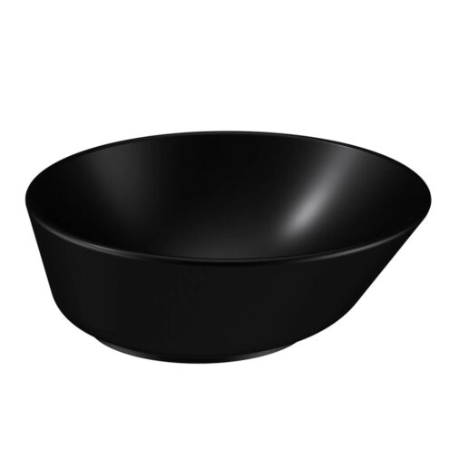 VitrA Geo Mat Siyah Çanak Lavabo, Yuvarlak, Kompakt, 38x38 cm Armatür Deliksiz, Su Taşma Deliksiz
