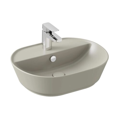 VitrA Geo 55 cm Mat Bej Su Taşma Delikli Oval Çanak Lavabo