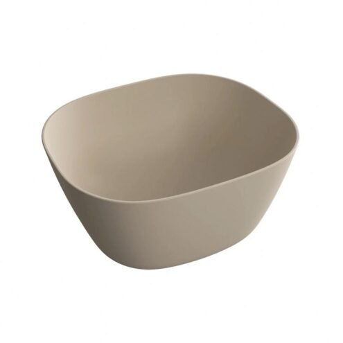 VitrA Plural 45 cm Mat Kil Beji Armatür Deliksiz Yüksek Kare Çanak Lavabo