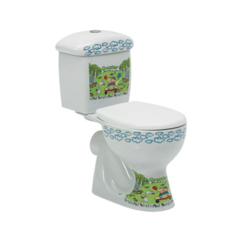 Turkuaz Yumurcak Beyaz Arkadan Çıkışlı Çocuk Klozet Seti