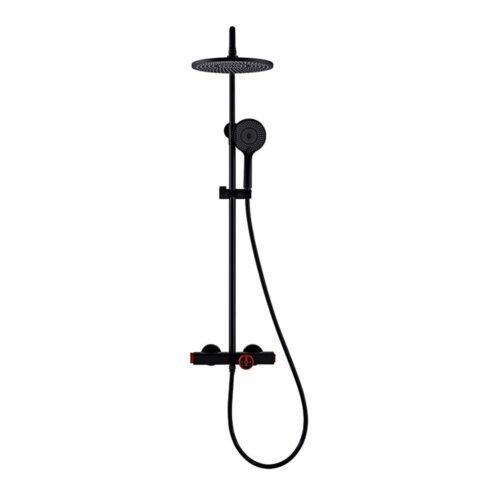 Newarc Step Termostatik Bataryalı Mat Siyah Ankastre Duş Seti