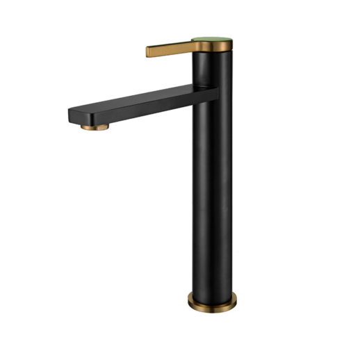 Newarc Bold Siyah Mat Altın Çanak Lavabo Bataryası