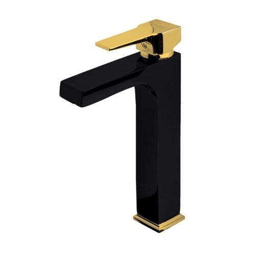Newarc Aqua Mat Siyah-Altın Çanak Tipi Lavabo Bataryası