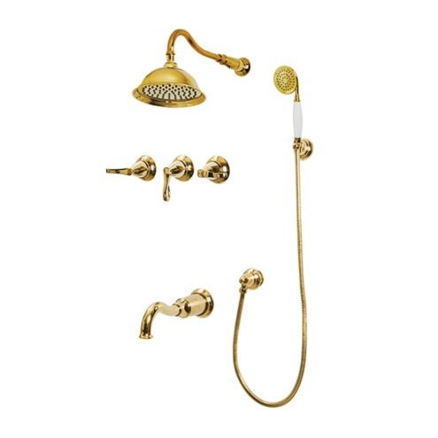 Newarc Golden XL El Duşlu Ankastre Altın Banyo Seti