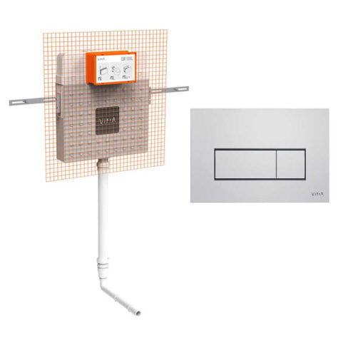 VitrA V-Fix Prime 8 cm parlak krom helataşı gömme rezervuar seti