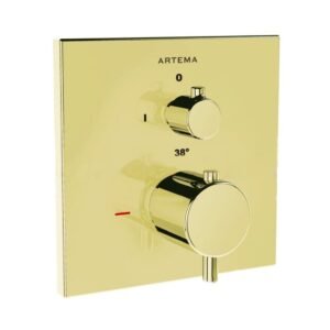 Artema Aquaheat Square Altın Ankastre Termostatik Banyo Bataryası