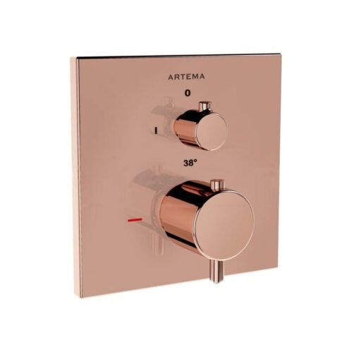 Artema Aquaheat Square Bakır Ankastre Termostatik Duş Bataryası