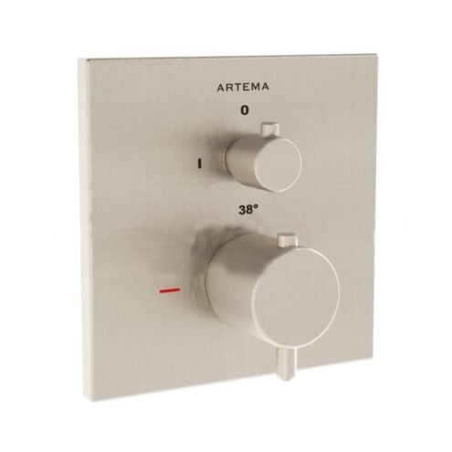 Artema Aquaheat Square Fırçalı Nikel Ankastre Termostatik Duş Bataryası