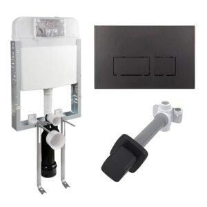 Boden 3/6 lt Tuğla Duvara Uygun Mat Siyah Gömme Rezervuar Seti