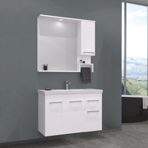 Orka Perge 100 cm Beyaz Banyo Dolabı