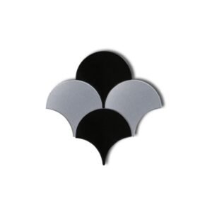 Dekozen Balık Pulu Düz 17x17 cm Parlak Siyah-Gri El Yapımı Seramik