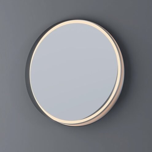 Boden 60 cm Oval Ledli Siyah Metal Çerçeveli Ayna