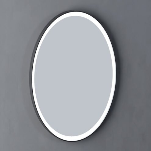 Boden 70 cm Elips Ledli Siyah Metal Çerçeveli Ayna