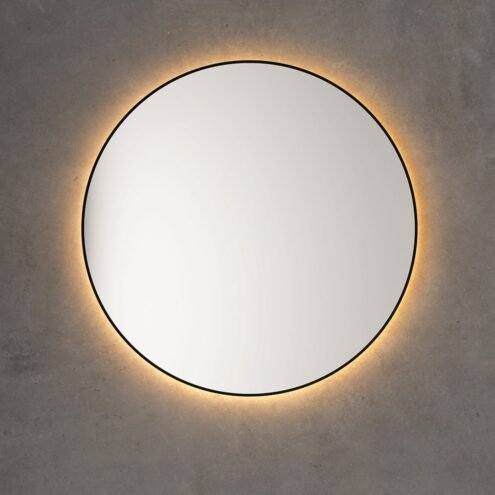 Boden 80 cm Daire Ledli Siyah Metal Çerçeveli Ayna