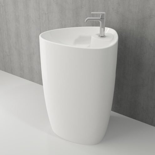 Bocchi Etna Parlak Beyaz Armatür Delikli Monoblok Lavabo