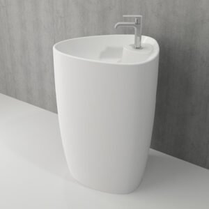 Bocchi Etna Mat Beyaz Armatür Delikli Monoblok Lavabo