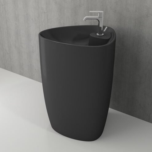 Bocchi Etna Mat Antrasit Armatür Delikli Monoblok Lavabo
