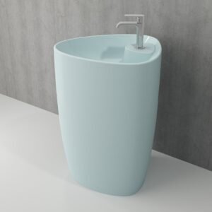 Bocchi Etna Mat Buz Mavisi Armatür Delikli Monoblok Lavabo