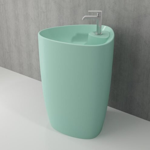 Bocchi Etna Mat Mint Yeşil Armatür Delikli Monoblok Lavabo