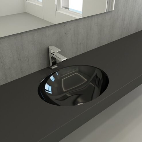 Bocchi Parma 56 cm Parlak Siyah Tezgah Altı Lavabo