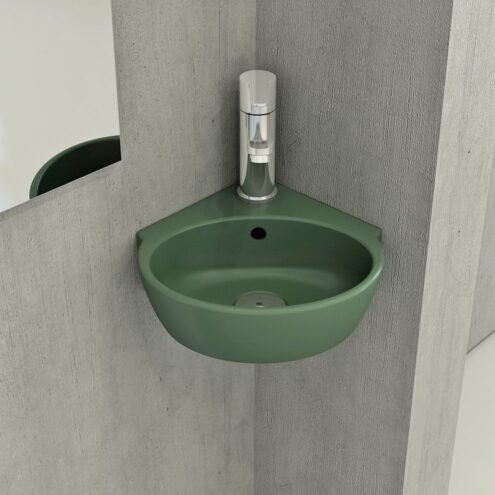 Bocchi Taormina Arch 30 cm Mat Yeşil Köşe Lavabo