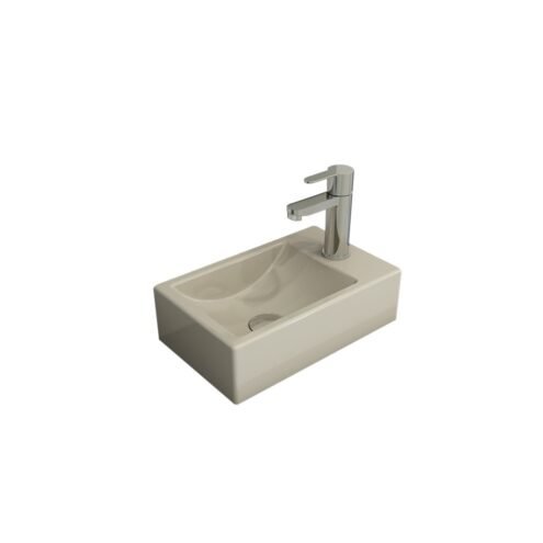 Bocchi Milano 37 cm Parlak Bisküvi Sağ Armatür Delikli Dar Lavabo