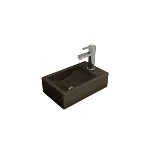 Bocchi Milano 37 cm Mat Kahverengi Sağ Armatür Delikli Dar Lavabo