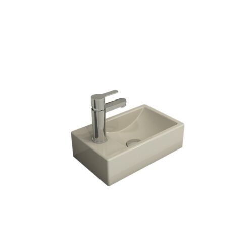 Bocchi Milano 37 cm Parlak Bisküvi Sol Armatür Delikli Dar Lavabo
