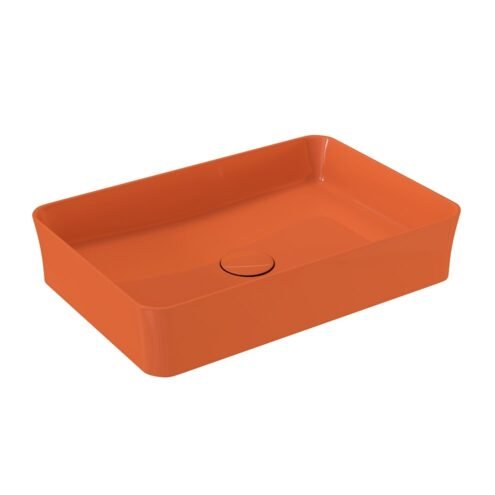 Bocchi Vessel Dikdörtgen 55 cm İnce Kenar Parlak Turuncu Çanak Lavabo