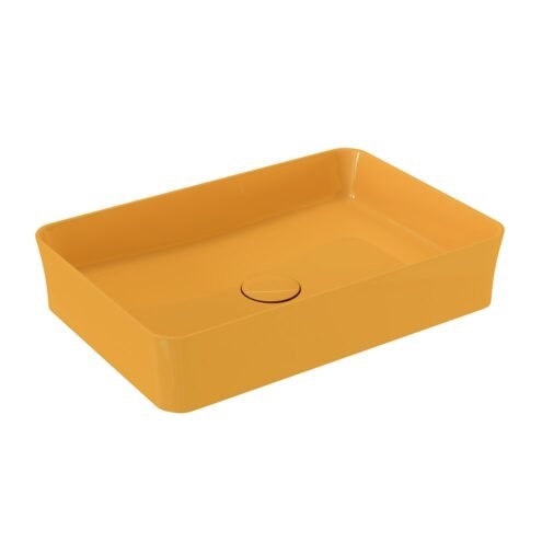 Bocchi Vessel Dikdörtgen 55 cm İnce Kenar Parlak Mandalina Sarısı Çanak Lavabo