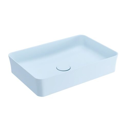 Bocchi Vessel Dikdörtgen 55 cm İnce Kenar Mat Buz Mavisi Çanak Lavabo