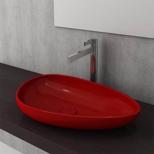 Bocchi Etna 58 cm Parlak Kırmızı Çanak Lavabo