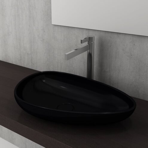 Bocchi Etna 58 cm Parlak Siyah Çanak Lavabo
