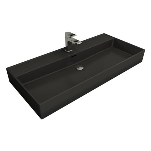 Bocchi Milano 100 cm Mat Antrasit Tezgah Üstü Lavabo