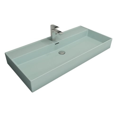 Bocchi Milano 100 cm Mat Buz Mavisi Tezgah Üstü Lavabo