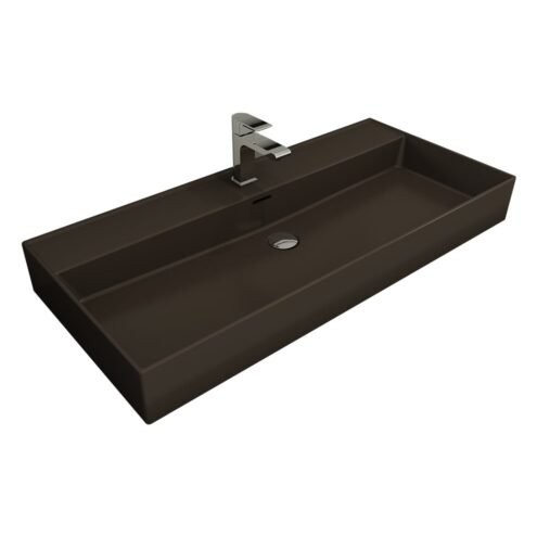 Bocchi Milano 100 cm Mat Kahverengi Tezgah Üstü Lavabo