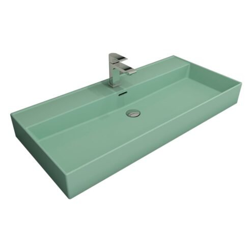 Bocchi Milano 100 cm Mat Mint Yeşil Tezgah Üstü Lavabo