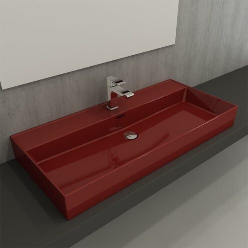 Bocchi Milano 100 cm Parlak Kırmızı Tezgah Üstü Lavabo