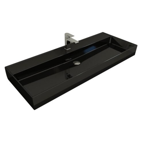Bocchi Milano 120 cm Parlak Siyah Lavabo